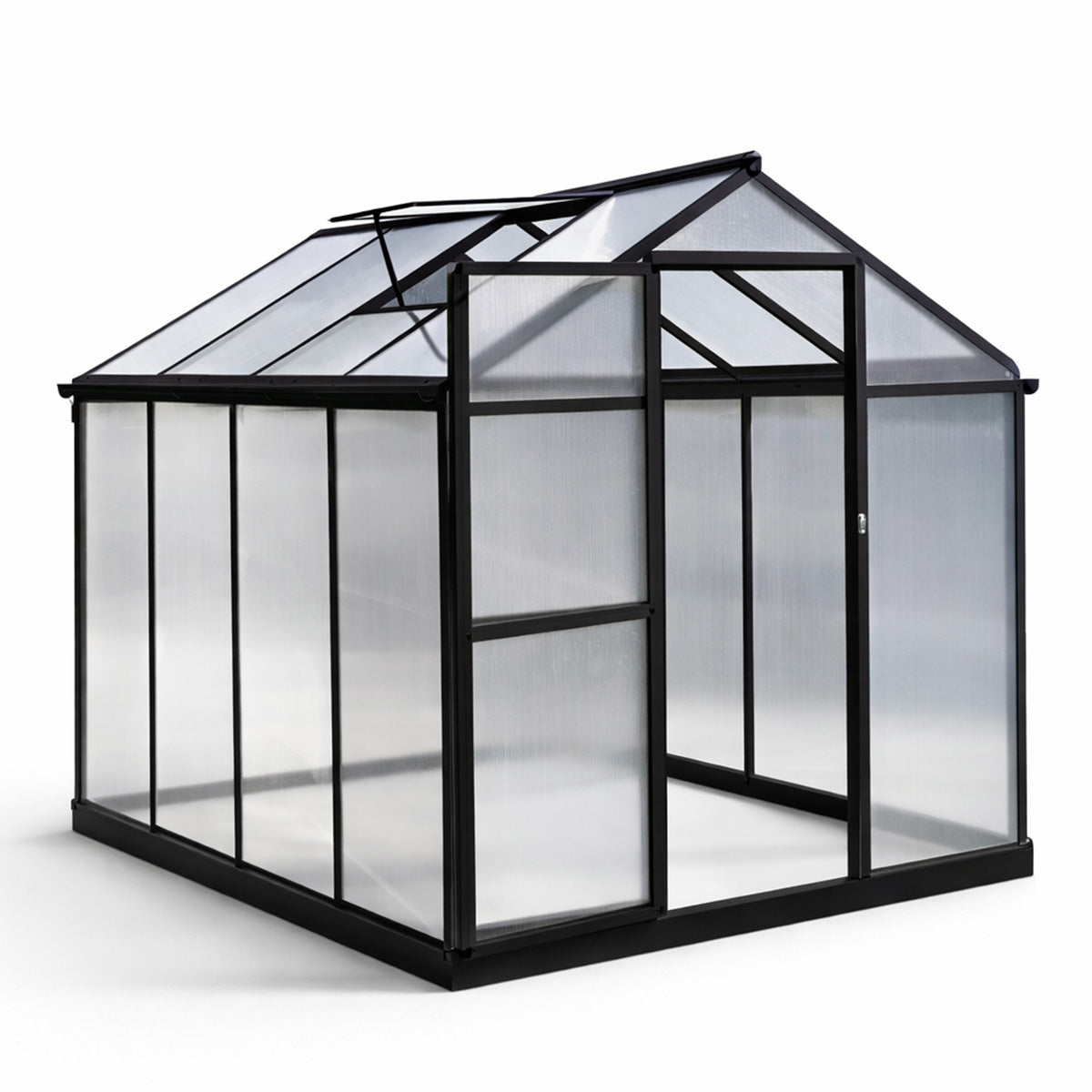 Pohjola Garden Kasvihuone 4,6m²: Tukeva Runko, Paksut Paneelit, Sokkeli & Rännit - Helppo Koota Musta