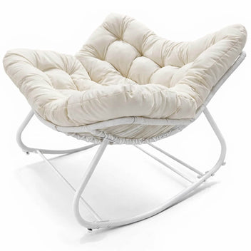 Gungstol 100 x 100 x 78 cm – polyrotting, 12 cm stoppning, stålram, vit/beige