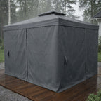 Trädgårdspaviljong 3 x 3 m – aluminiumram, myggnät, 250 g/m² PVC-tak, grå