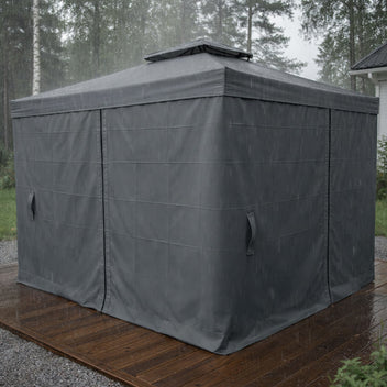 Trädgårdspaviljong 3 x 3 m – aluminiumram, myggnät, 250 g/m² PVC-tak, grå