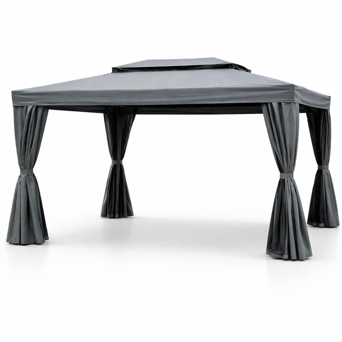 Pihapaviljonki 3 x 4 m – alumiinirunko, hyttysverkko, PVC-katto, harmaa