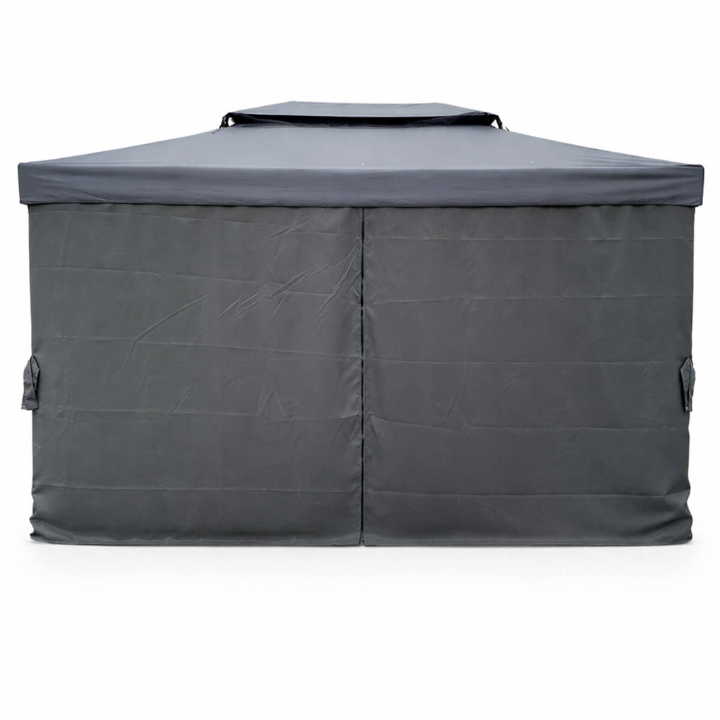 Pihapaviljonki 3 x 4 m – alumiinirunko, hyttysverkko, PVC-katto, harmaa