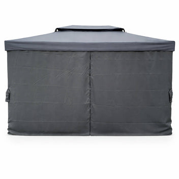 Pihapaviljonki 3 x 4 m – alumiinirunko, hyttysverkko, PVC-katto, harmaa