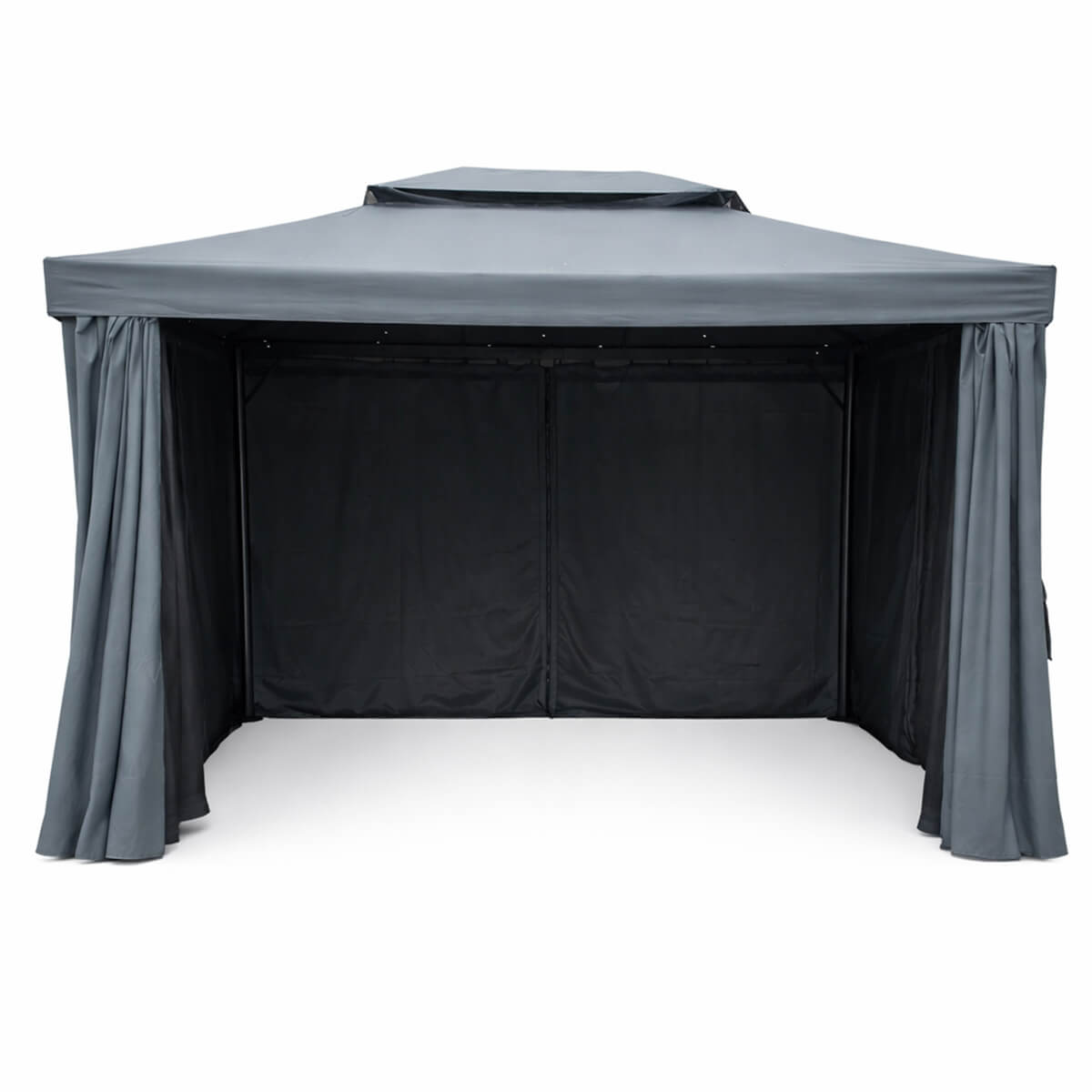 Pihapaviljonki 3 x 4 m – alumiinirunko, hyttysverkko, PVC-katto, harmaa