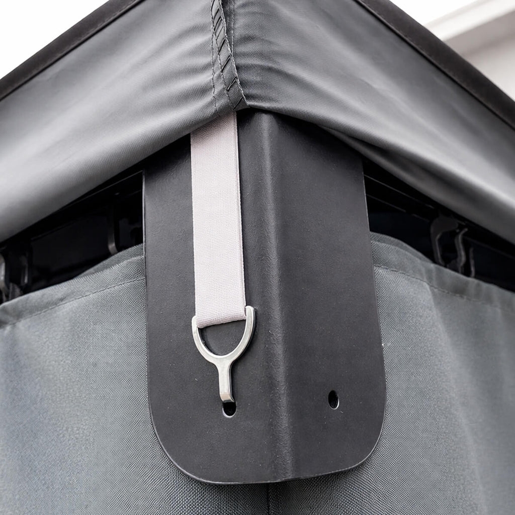 Pihapaviljonki 3 x 4 m – alumiinirunko, hyttysverkko, PVC-katto, harmaa