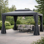 Pihapaviljonki 3 x 4 m – alumiinirunko, hyttysverkko, PVC-katto, harmaa