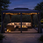 Pihapaviljonki 3 x 4 m – alumiinirunko, hyttysverkko, PVC-katto, harmaa