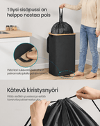 Kierrätysastia keittiöön, 100 l pullonkeräysastia metallille, muoville, paperille ja lasille, sisäpussi kantokahvoilla, syvänmusta ja luonnonbeige