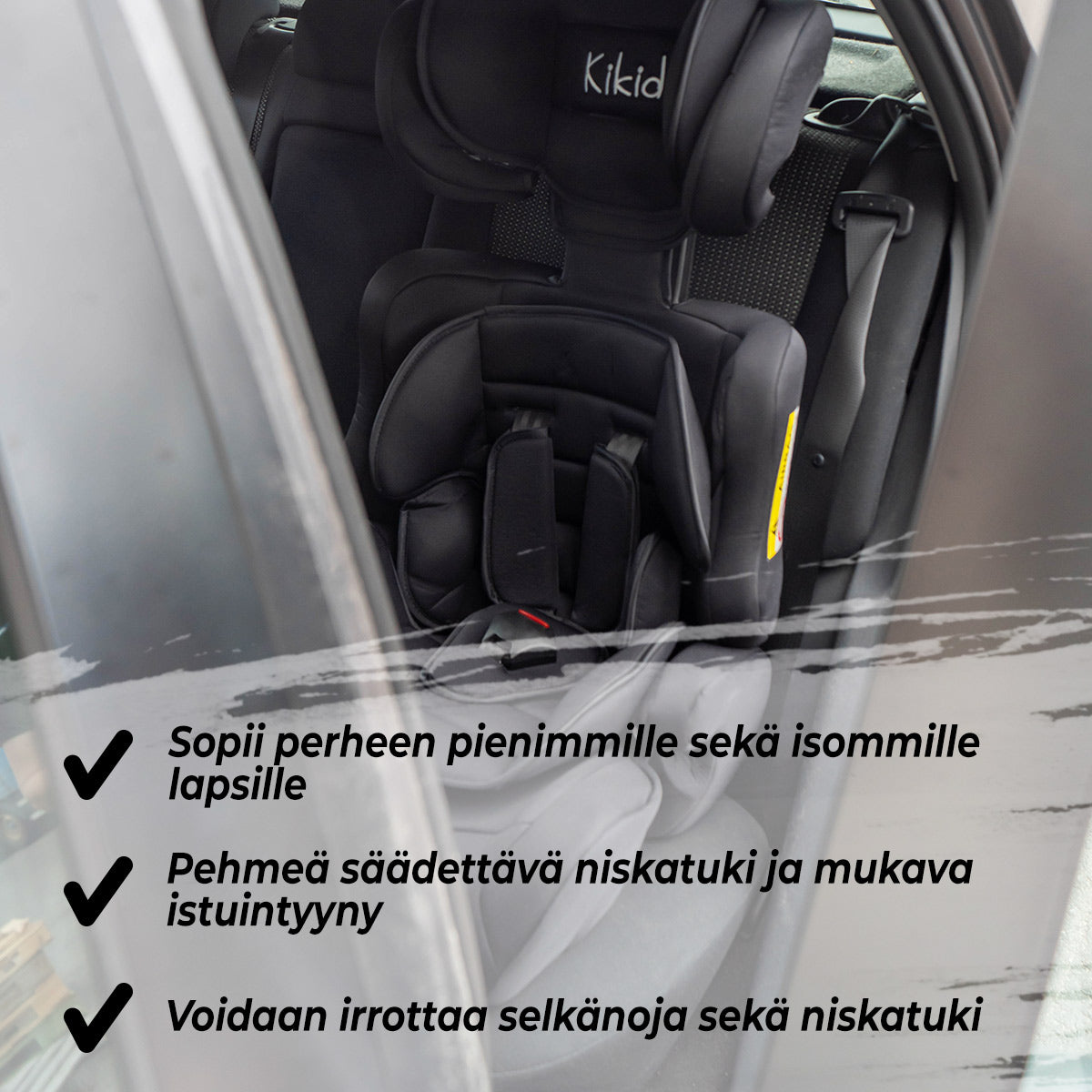 KIKID TURVAISTUIN BASIC 9-36 KG MUSTA-PUNAINEN