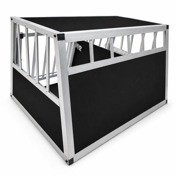 Koiran kuljetushäkki autoon – 2 ovea, alumiini + MDF, 89 × 69 × 50 cm
