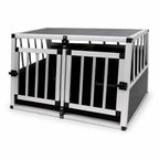 Koiran kuljetushäkki autoon – 2 ovea, alumiini + MDF, 89 × 69 × 50 cm