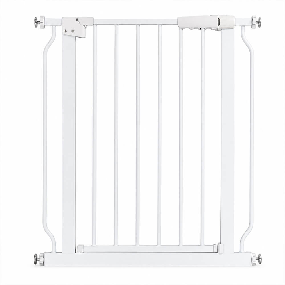 Metallinen Koiraportti 103 x 76 - 82 cm, puristinkiinnitys, valkoinen