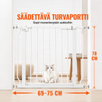 Metallinen Koiraportti 78 x 69–75 cm, valkoinen