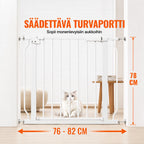 Metallinen Koiraportti 78 x 76 - 82 cm, valkoinen