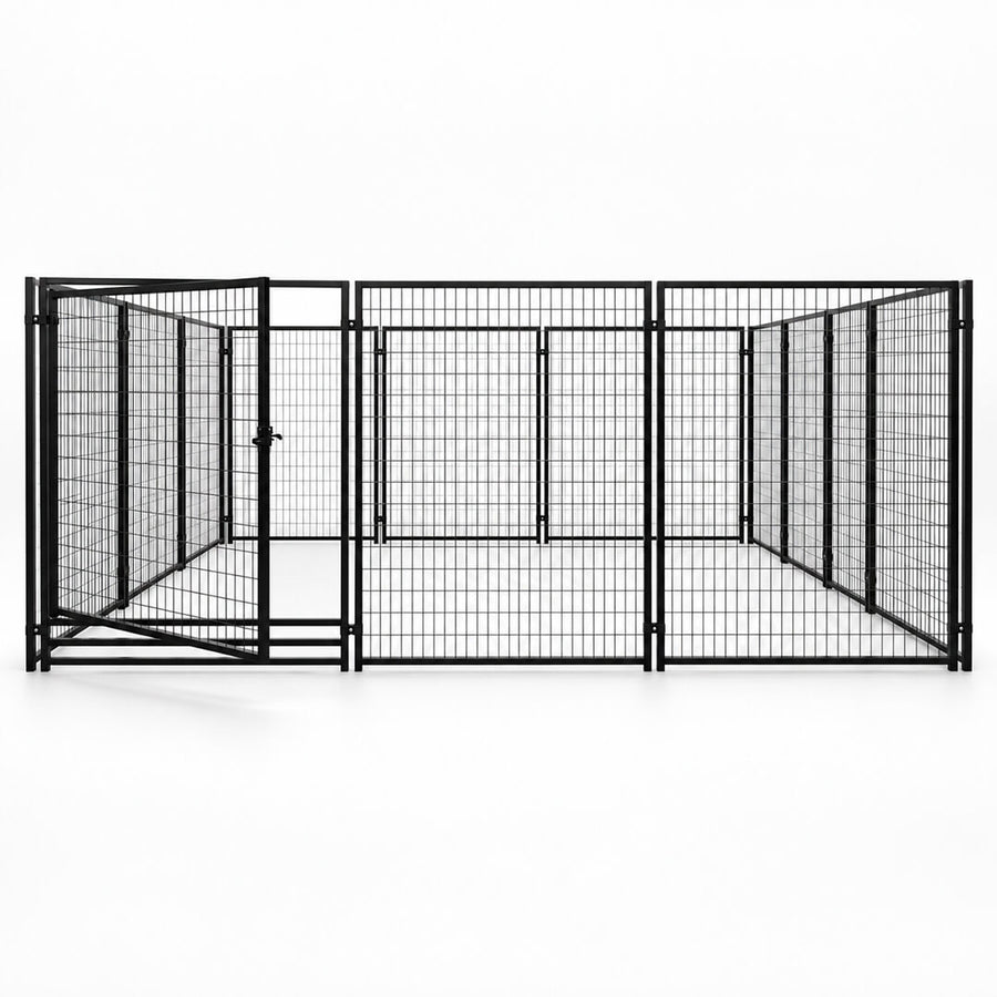 Koiratarha 20 m² – 4,5 x 4,5 x 1,82 m, galvanoitu teräs, musta