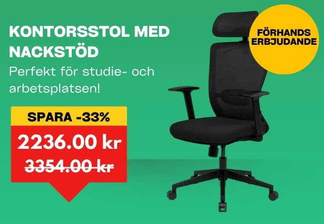 Kontorsstol med nackstöd och hängare, svart