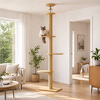 Högt klätterträd för katter 255–265 cm – träplattformar, 40x40 cm