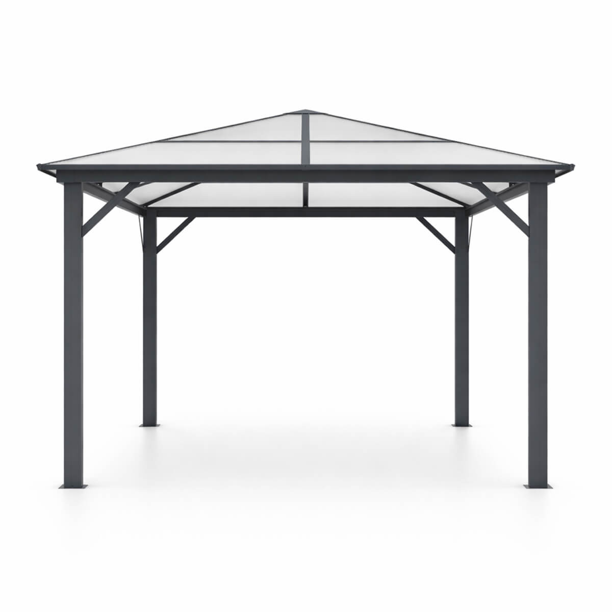 Paviljonki 300 x 395 cm – 6 mm PC-katto, alumiinirunko, 251 cm korkeus