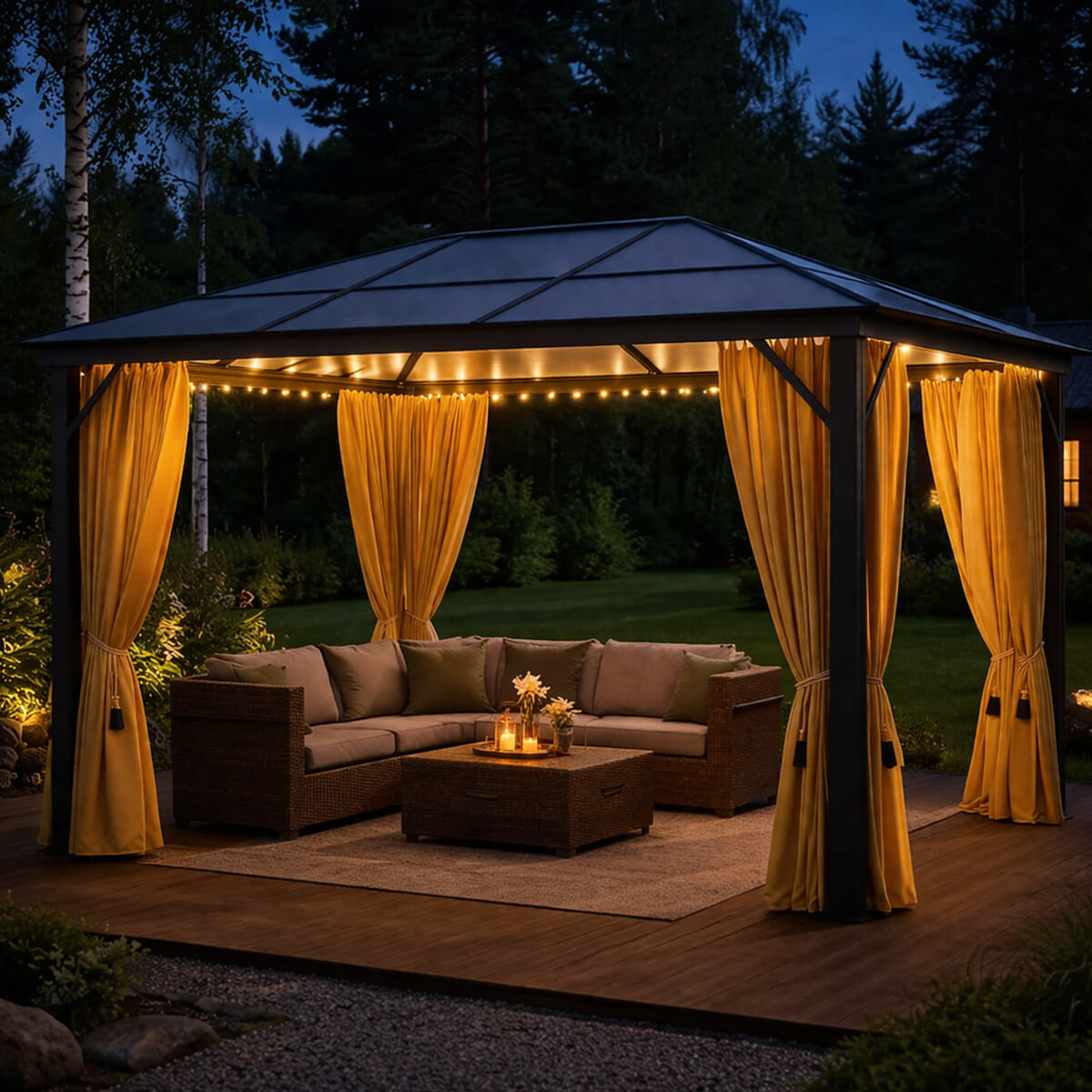 Kovakattoinen Paviljonki PC-katolla 3x4m