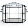 Kuusikulmainen paviljonkikasvihuone 180 x 180 cm – 2 ikkunaa, 4 mm PC-katto, musta