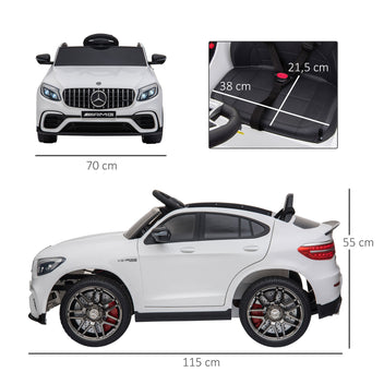 Lasten sähköauto Mercedes-AMG GLC63S Coupé 12V, kaukosäädin, kaksi moottoria, valkoinen