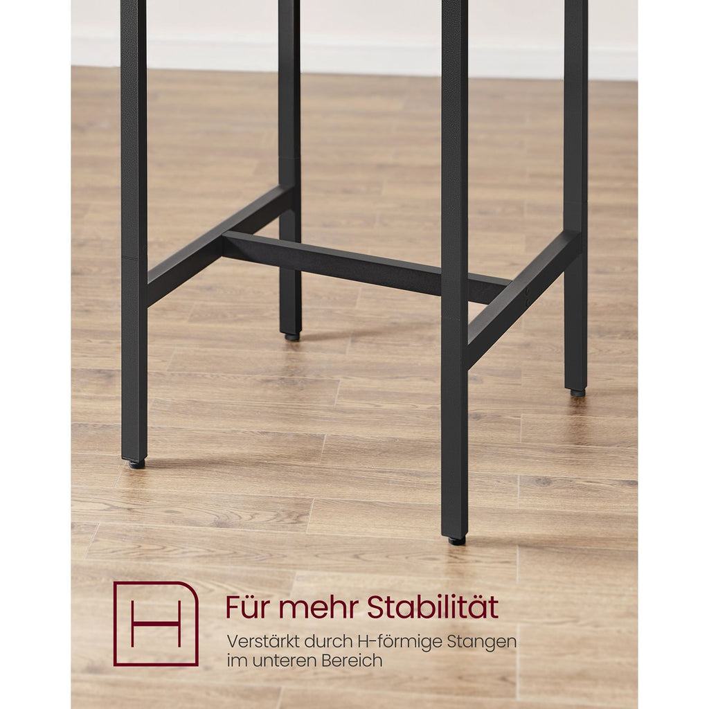 Baaripöytä ja 2 baarijakkaran sarja, ruokapöytä 2 tuolilla, pieni keittiöpöytä 60 × 60 × 90 cm, baarituolit 30 × 40 × 65 cm, ruokailutilaan ja keittiöön, industrial-muotoilu, vintageruskea ja musta