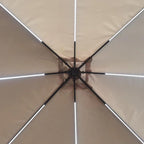 LED-paviljong 3 x 3 m – solpanel, LED-remsor, sidogardiner, beige