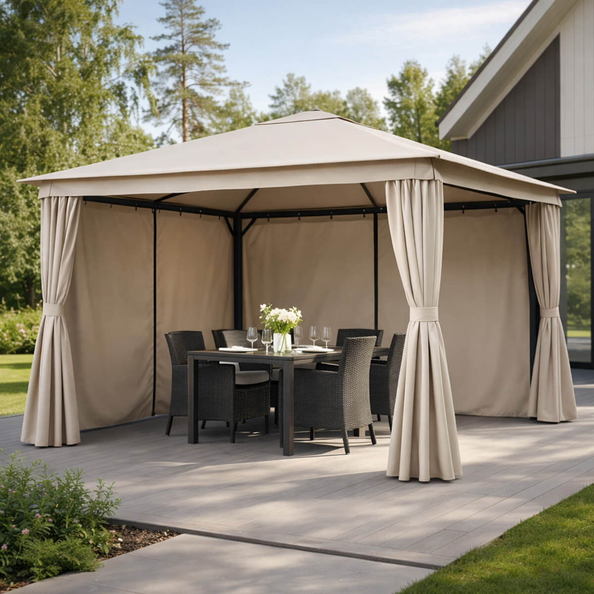 Lund & Leaf LED Garden Pavilion 3x3m, Beige