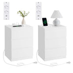 2 yöpöydän sarja, 3 laatikkoa, viistetty reuna, 2 pistorasiaa ja 2 USB-porttia, olohuoneeseen, makuuhuoneeseen ja työhuoneeseen, moderni, 35 × 40 × 59 cm, pilvenvalkoinen