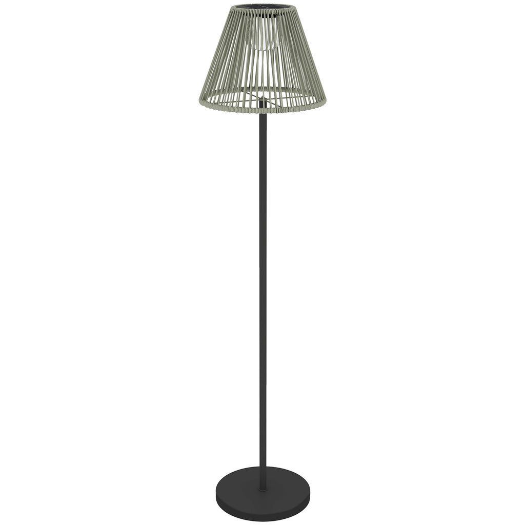 Boho-tyylinen aurinkovalaisin rottinkivarjostimella, Ø33 x 135 cm, harmaa