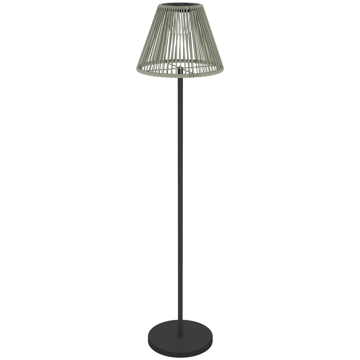 Boho-tyylinen aurinkovalaisin rottinkivarjostimella, Ø33 x 135 cm, harmaa