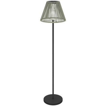 Boho-tyylinen aurinkovalaisin rottinkivarjostimella, Ø33 x 135 cm, harmaa