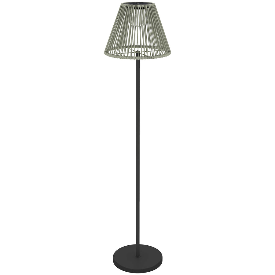 Boho-tyylinen aurinkovalaisin rottinkivarjostimella, Ø33 x 135 cm, harmaa