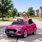 Lasten sähköauto Audi Q8 e-tron Sportback 12V, kaukosäädin, jousitus, 3–5 v, pinkki