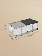 SONGMICS bur för små djur, halvgenomskinliga paneler, andningsbar, vattentålig tygbotten, kaninbur för inomhusbruk, marsvinsbur, galler, 144 x 74 x 57 cm, molnvit