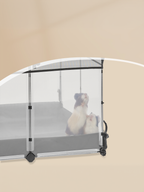 SONGMICS bur för små djur, halvgenomskinliga paneler, andningsbar, vattentålig tygbotten, kaninbur för inomhusbruk, marsvinsbur, galler, 144 x 74 x 57 cm, molnvit