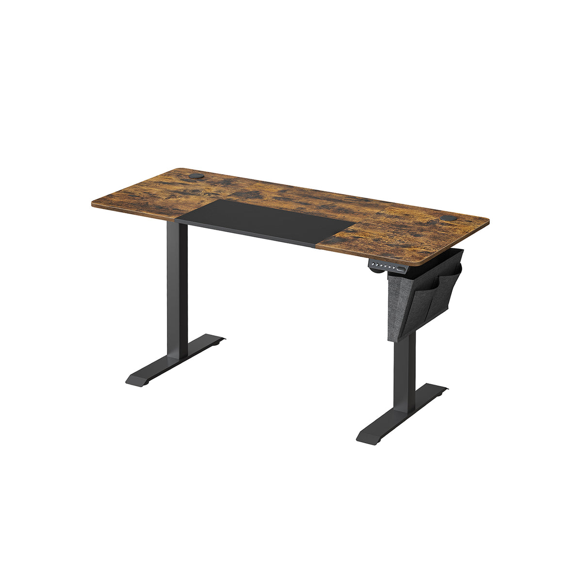 Korkeussäädettävä sähköpöytä, 60 × 140 × (72–120) cm, portaaton säätö, yhdistelmälevy, muistitoiminto 4 korkeudelle, ylikuormasuoja, vintageruskea-musta