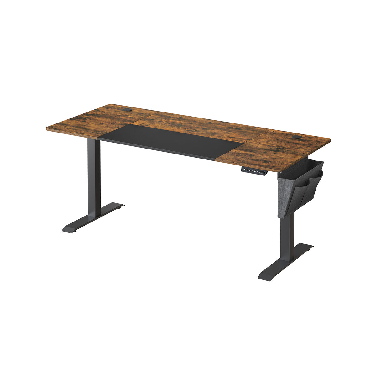 Korkeussäädettävä sähköpöytä, 70 × 160 × (72–120) cm, portaaton säätö, yhdistelmälevy, muistitoiminto 4 korkeudelle, vintageruskea-musta