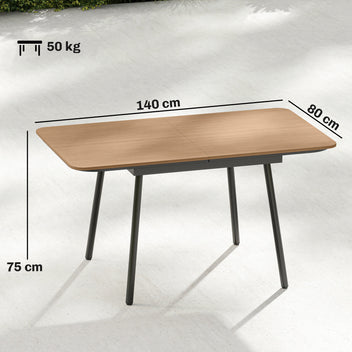 Puutarhapöytä kuudelle WPC-kannella, 140 x 80 cm, tiikki
