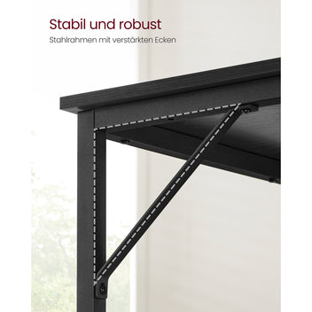 Työpöytä, pieni tietokonepöytä, toimistopöytä, työhuoneeseen ja makuuhuoneeseen, 50 × 100 × 75 cm, industrial-muotoilu, metallirunko, musta