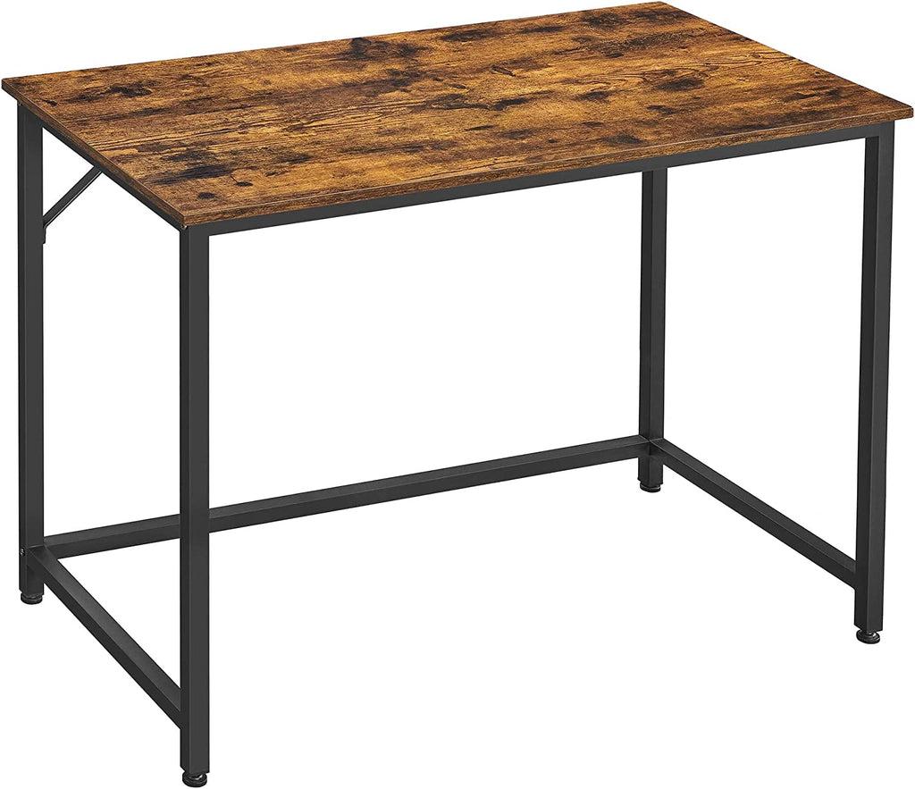 Tietokonepöytä, kirjoituspöytä, pieni toimistopöytä, 50 × 100 × 75 cm, työhuoneeseen ja kotitoimistoon, helppo koota, teräs, industrial-muotoilu, rustiikkiruskea ja musta