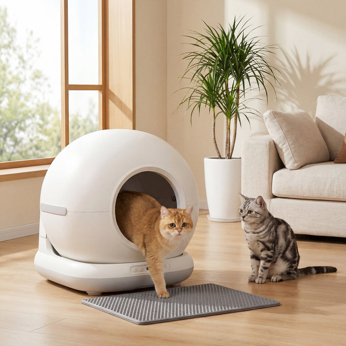 Itsepuhdistuva XL-kissanvessa kameralla ja sovelluksella, 72 l, valkoinen