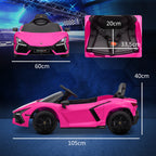 Lasten sähköauto Lamborghini Revuelto 12V – pinkki, LED-valot, kaukosäädin, 3–5 km/h