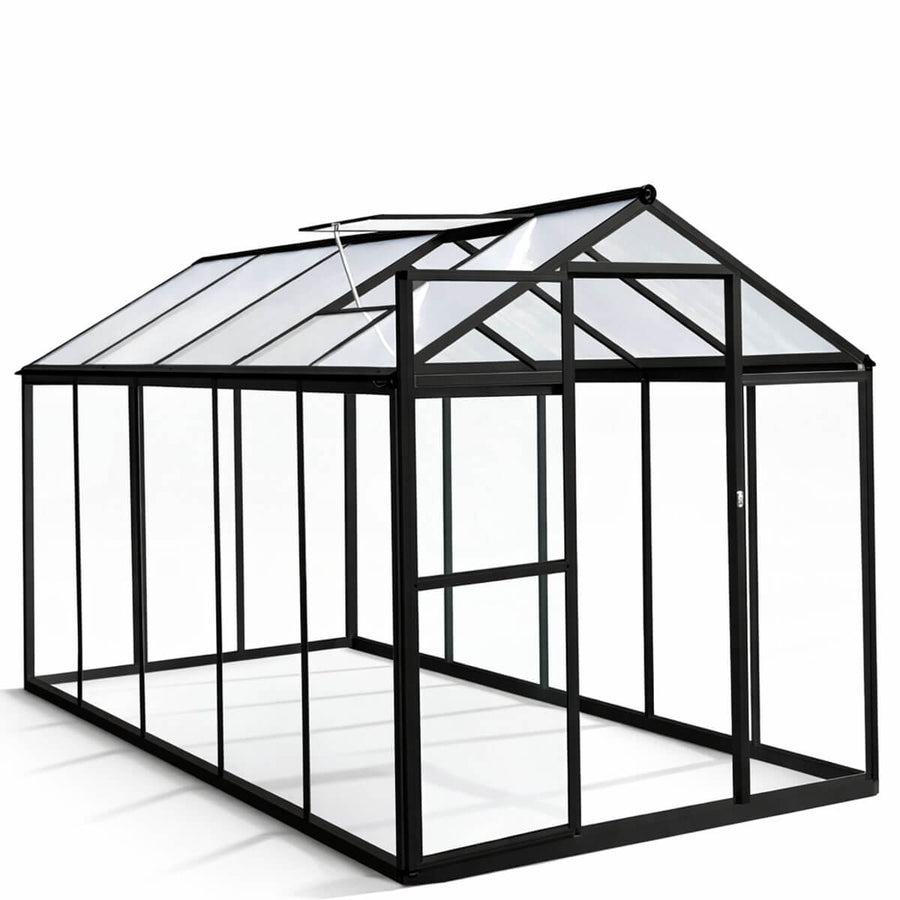 Glasväxthus 5,4 m² – aluminiumram, härdat glas, tak av polykarbonat
