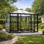 Glaspaviljong 288 x 288 cm – 8,29 m², ventilationsfönster, aluminiumram