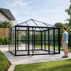 Glaspaviljong 288 x 288 cm – 8,29 m², ventilationsfönster, aluminiumram