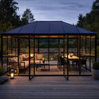 Glaspaviljong 288 x 426 cm – 12,28 m², 2 ventilationsfönster, aluminiumram