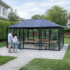 Glaspaviljong 288 x 426 cm – 12,28 m², 2 ventilationsfönster, aluminiumram