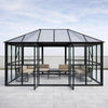 Lasipaviljonki 288 x 426 cm – 12,28 m², 2 ovea, 2 tuuletusikkunaa