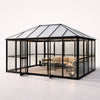Glaspaviljong 288 x 426 cm – 12,28 m², 2 ventilationsfönster, aluminiumram
